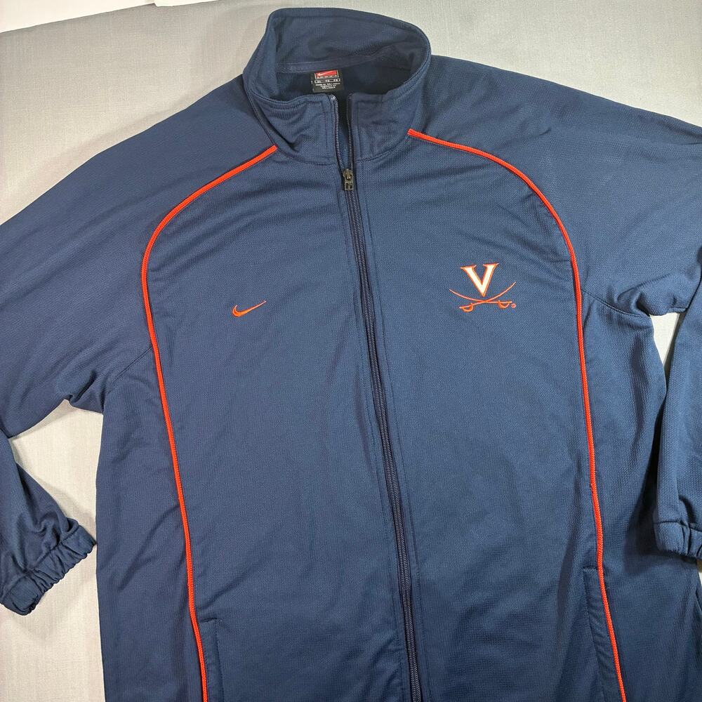 Vintage Nike Team Virginia Cavaliers Full Zip Jacket Mens XL Blue Embroidered